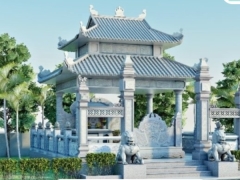 Mẫu thiết kế sketchup phối cảnh đền thờ bằng đá