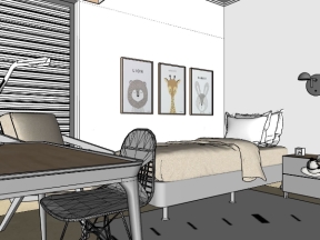 Model .skp bản vẽ phòng ngủ đơn giản