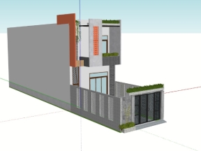 Model .skp mẫu nhà phố 2 tầng kích thước 5x18m