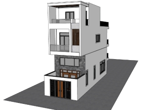 Model .skp mẫu nhà phố 3 tầng 5x13.5m