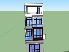 Model .skp mẫu nhà phố 4 tầng kích thước 5x17m
