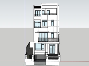Model .skp mẫu nhà phố 4 tầng kích thước 7x13m
