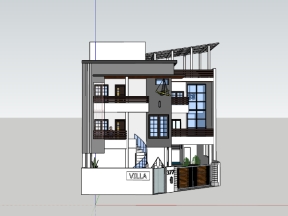 Model .skp nhà biệt thự 3 tầng 12.2x17.15m