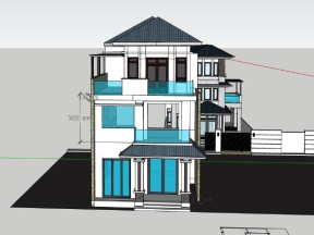 Model .skp nhà biệt thự 3 tầng 8x15m