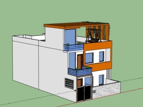 Model .skp nhà ở phố 3 tầng 8x12m