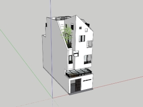 Model .skp nhà ở phố 3 tầng mẫu đặc biệt 4.8x13.5m