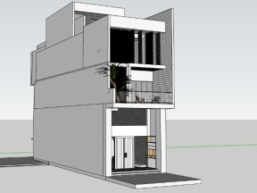Model .skp nhà ở phố 4 tầng 6x21m