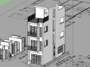 Model .skp nhà phố 4 tầng kích thước 3.85x12.25m