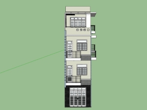 Model .skp nhà phố 4 tầng kích thước 4.1x13m