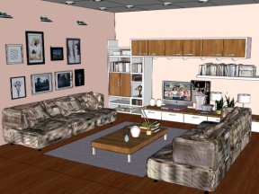 Model .skp phòng khách sofa đệm mới 2023