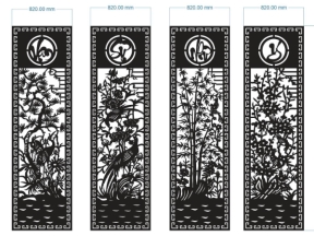 Model 2d cnc cổng 4 cánh vạn sự như ý dxf