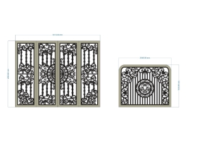 Model 2d cổng 2 cánh chính và phụ cnc