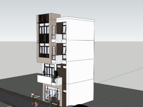 Model 3d nhà ở phố 4 tầng 6.2x6.8m