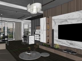 Model 3d sketchup nội thất căn hộ chung cư