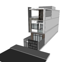 Model 3d su nhà phố 3 tầng kích thước 5x20m