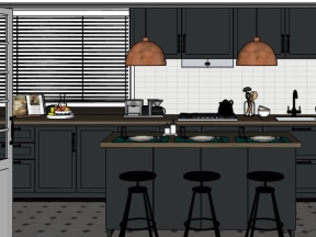 Model 3d su nội thất phòng bếp kiểu mới
