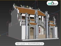 Model 3dmax dựng cảnh nhà thờ họ 2015