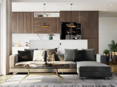 Model 3dmax dựng mẫu nội thất căn hộ chung cư gồm phòng ngủ, phòng khách