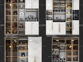 Model 3dmax thiết kế tủ đựng rượu, trang trí nhà