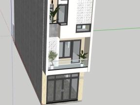Model bản vẽ mẫu nhà phố 3 tầng 1 tum 4.2x20m