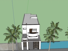 Model bản vẽ nhà phố 2 tầng 5.5x15.5m