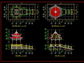 model cad nhà chòi lục giác,bản vẽ kết cấu nhà mồ,kiến trúc nhà mồ lục giác đẹp,nhà chòi lục giác,bản vẽ chòi lục giác