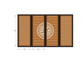 Model cắt cnc cổng 4 cánh trống đồng bông tuyết dxf
