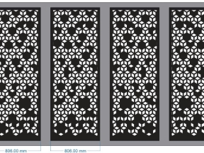 Model cắt cnc cổng sắt 4 cánh hoa văn hình học lập phương