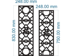 Model cnc 2 vách chữ phúc dxf