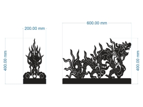 Model cnc cắt rồng và ngọn lửa
