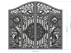 Model cnc cổng 2 cánh cá chép tài lộc đẹp