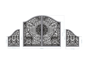 Model cnc cổng 2 cánh chính và 2 cánh phụ