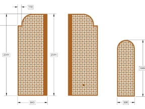 Model cnc cổng 2 cánh ô vuông chính và phụ