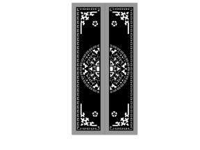 Model cnc cổng 2 cánh trống dơi hoa 4 góc dxf