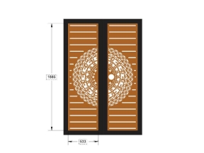 Model cnc cổng 2 cánh trống đồng 1 lỗ khóa