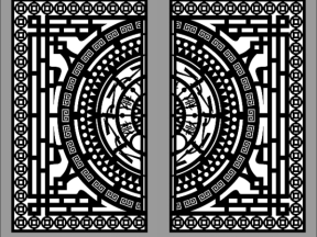 Model cnc cổng 2 cánh trống đồng cad