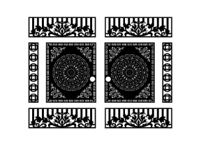 Model cnc cổng 2 cánh trống đồng đồng tiền