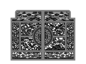 Model cnc cổng 2 cánh tứ linh sen