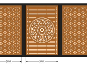 Model cnc cổng 3 cánh trống đồng giữa