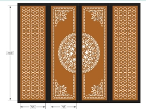 Model cnc cổng 4 cánh bông tuyết và trống đồng