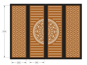 Model cnc cổng 4 cánh bông tuyết và trống đồng việt nam