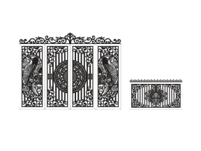 Model cnc cổng 4 cánh cá chép và hàng rào