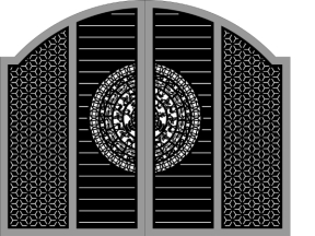 Model cnc cổng 4 cánh chính và 1 cánh phụ bông tuyết