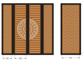 Model cnc cổng 4 cánh chính và phụ bông tuyết