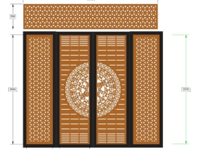 Model cnc cổng 4 cánh có ô thoáng