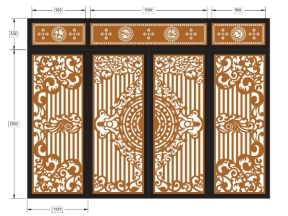 Model cnc cổng 4 cánh có ô thoáng và chông