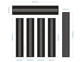 Model cnc cổng 4 cánh có ô thoáng và cổng phụ bông tuyết