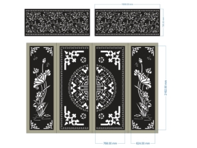 Model cnc cổng 4 cánh hoa sen và ô thoáng