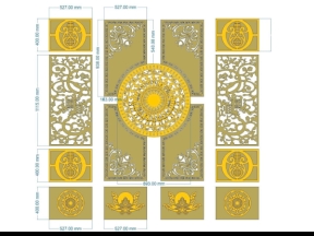 Model cnc cổng 4 cánh hoa văn