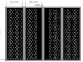 Model cnc cổng 4 cánh hoa văn bông tuyết
